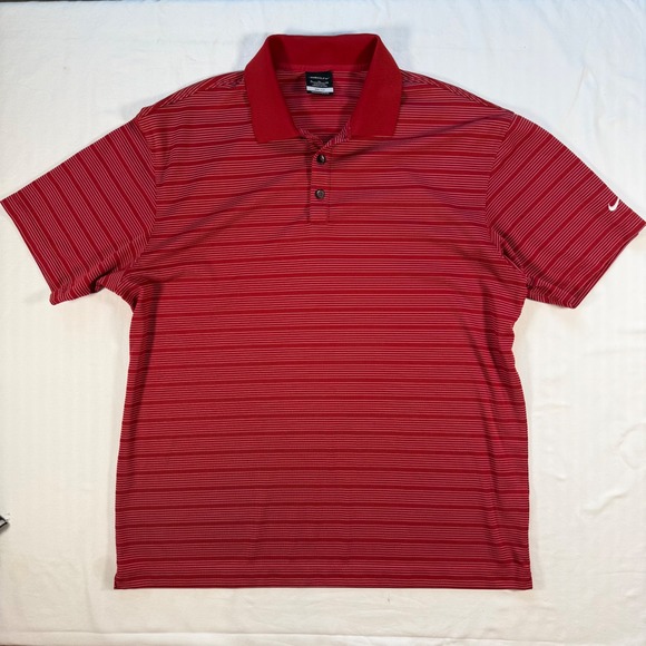 Nike Other - Nike Golf Dri-FIT Polo Shirt Mens XL Red Striped Short Sleeve Summer Dad College